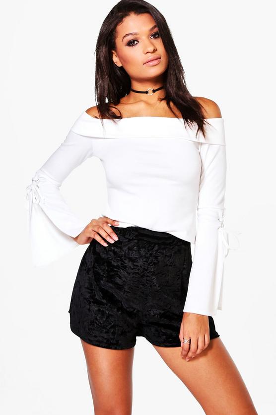 Vivian Lace Up Sleeve Bardot Top